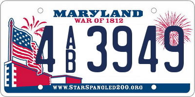MD license plate 4AB3949