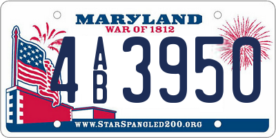 MD license plate 4AB3950