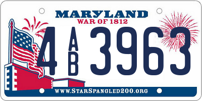 MD license plate 4AB3963