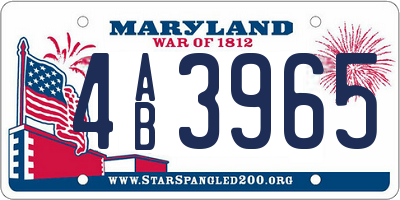 MD license plate 4AB3965