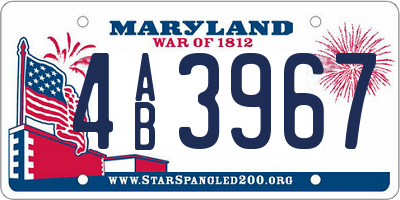 MD license plate 4AB3967