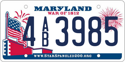 MD license plate 4AB3985