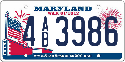 MD license plate 4AB3986