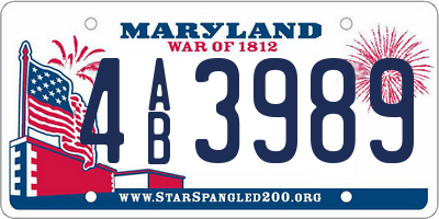 MD license plate 4AB3989