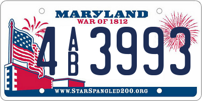 MD license plate 4AB3993