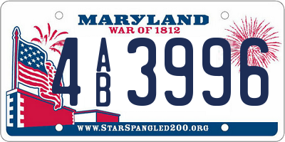 MD license plate 4AB3996