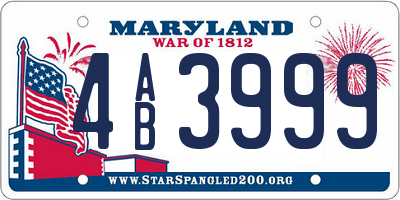 MD license plate 4AB3999