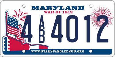 MD license plate 4AB4012