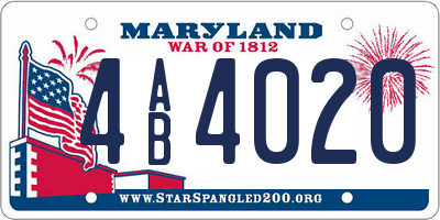 MD license plate 4AB4020