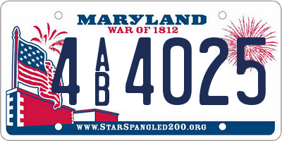 MD license plate 4AB4025