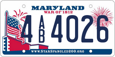 MD license plate 4AB4026