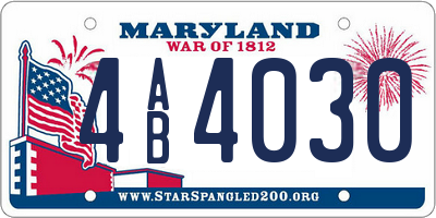 MD license plate 4AB4030