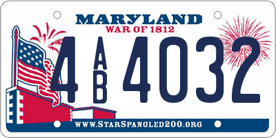 MD license plate 4AB4032