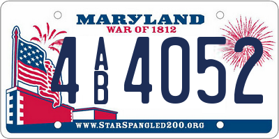 MD license plate 4AB4052