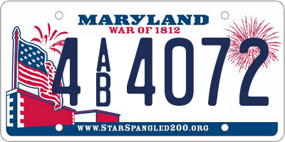 MD license plate 4AB4072