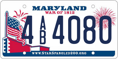 MD license plate 4AB4080
