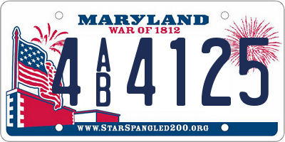 MD license plate 4AB4125