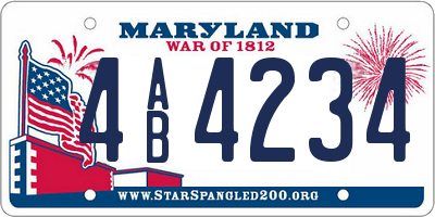 MD license plate 4AB4234