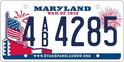MD license plate 4AB4285