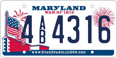 MD license plate 4AB4316