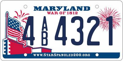 MD license plate 4AB4321