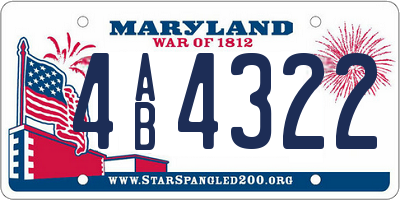 MD license plate 4AB4322