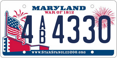 MD license plate 4AB4330