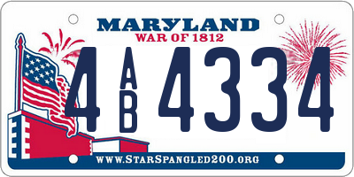 MD license plate 4AB4334