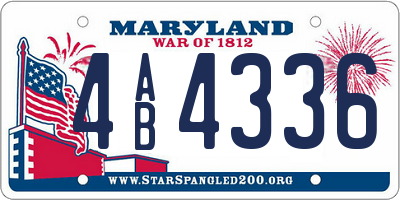 MD license plate 4AB4336