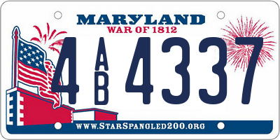 MD license plate 4AB4337