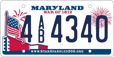 MD license plate 4AB4340