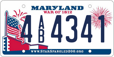 MD license plate 4AB4341