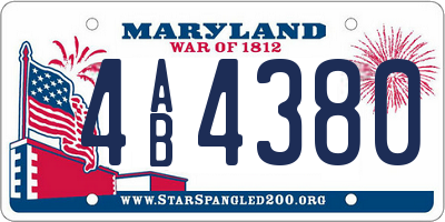MD license plate 4AB4380