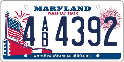 MD license plate 4AB4392
