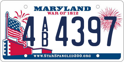 MD license plate 4AB4397