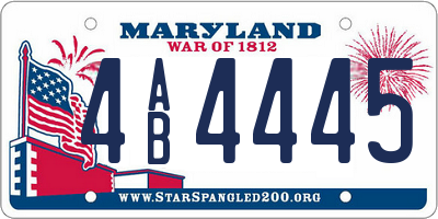 MD license plate 4AB4445