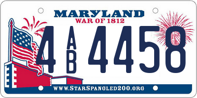 MD license plate 4AB4458