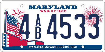 MD license plate 4AB4533