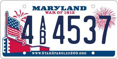 MD license plate 4AB4537