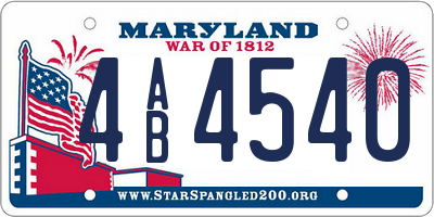 MD license plate 4AB4540