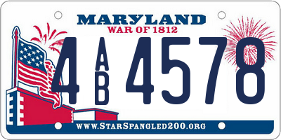 MD license plate 4AB4578