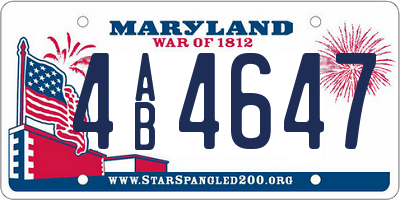 MD license plate 4AB4647