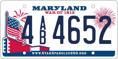 MD license plate 4AB4652