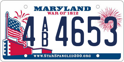 MD license plate 4AB4653