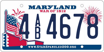 MD license plate 4AB4678