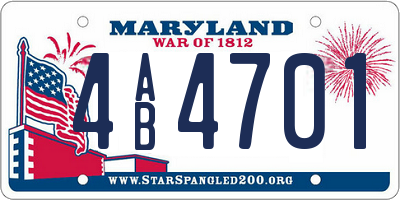 MD license plate 4AB4701