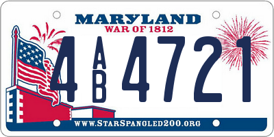 MD license plate 4AB4721