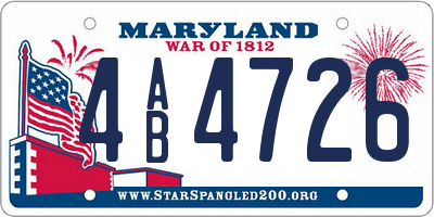 MD license plate 4AB4726
