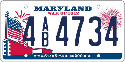MD license plate 4AB4734