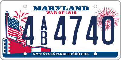 MD license plate 4AB4740
